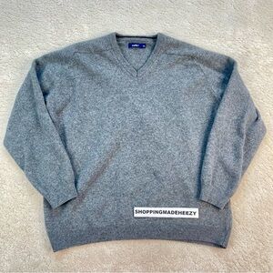 [XL] CELIO* 100% LAMBS WOOL V-Neck PULLOVER Longsleeve Sweater Gray